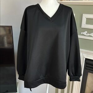 SHEIN Black V-Neck Sweatshirt